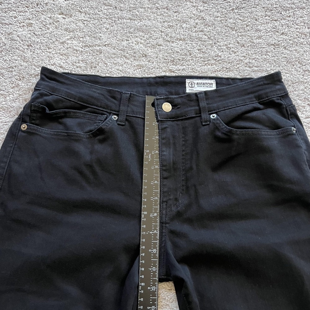 Aviator Stretch Straight Fit Jeans Mens 36 Black Dark Wash Denim Made USA - Picture 11 of 15